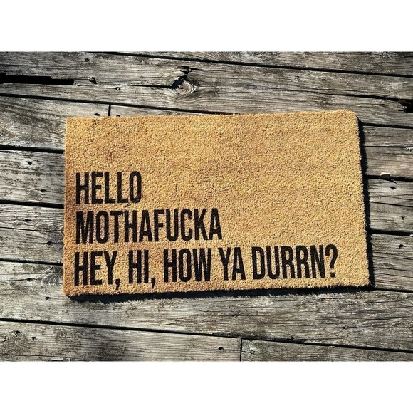 Outdoor Rug - Hello MF’r, Hey, Hi, How Ya Durrn Doormat Welcome Mat Porch Sign - Picture 1 of 3